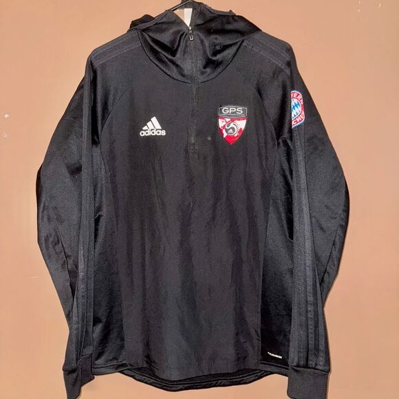 Adidas FC Bayern Munchen Soccer 1/2 Zip Cowl Neck Athletic Jacket Gray - Size S - Picture 6 of 8